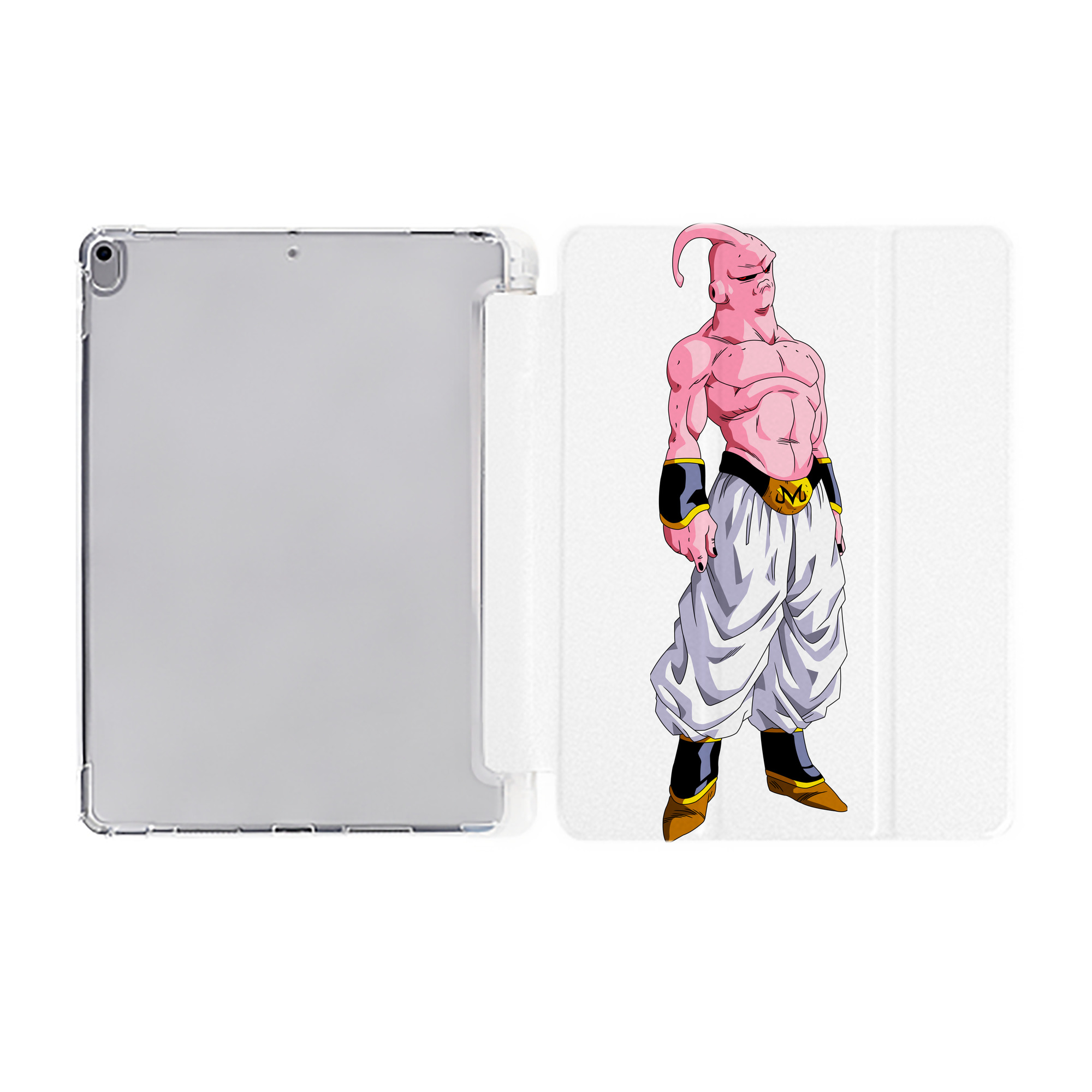 （画像用） ドラゴンボール 魔人ブウ DRAGON BALL Majin Buu IPad ケース ペン収納付き 三つ折りスタンド PUレザー×シリコン 対応機種9.5/10.5/10.9インチ